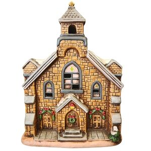 Vintage Ceramic Lefton Christmas Old Stone Church from the Colonial Village